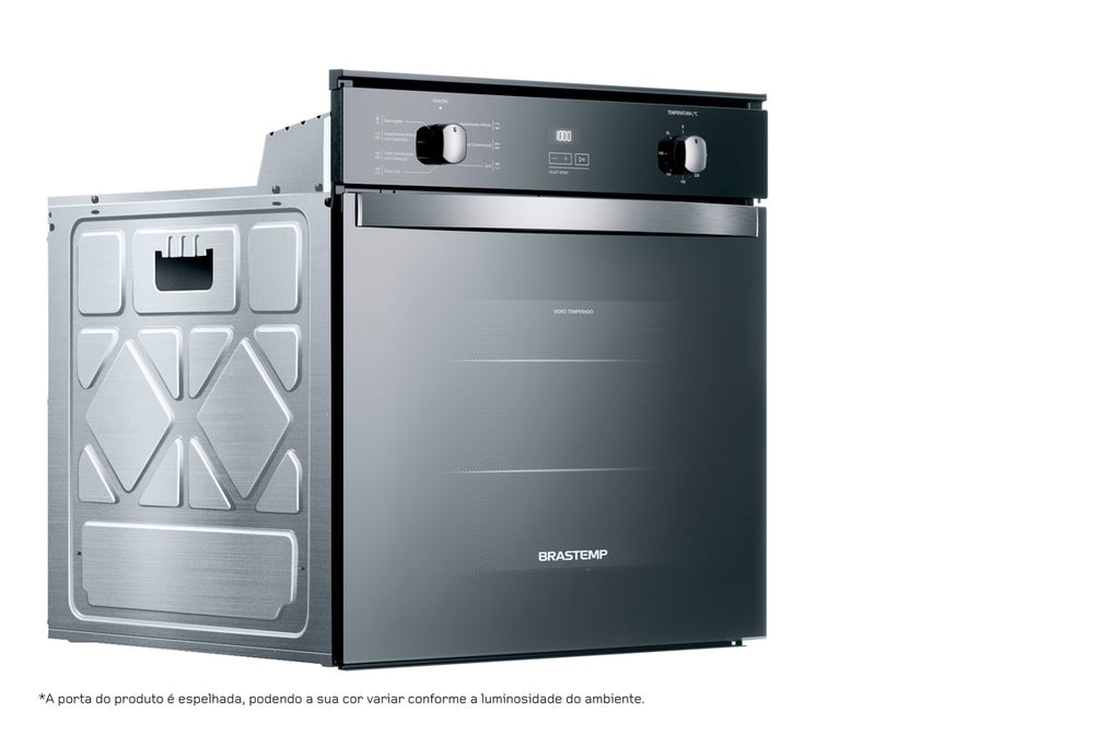 Forno de Embutir Elétrico Brastemp 84L BOC84AR Convecção Grill Timer Touch Inox Espelhado 220V