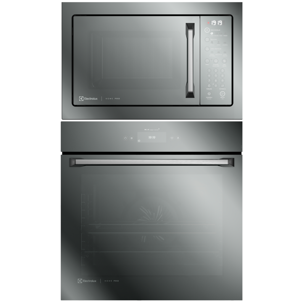 Kit Electrolux de Embutir Home Pro Forno Elétrico OE9XS 80L + Micro-ondas 34L ME3HP Espelhado 220V