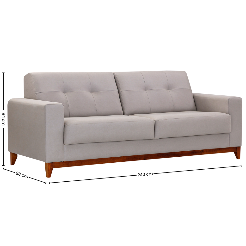 Sofá Living MH4219 240cm Herval 2 Assentos Base Madeira Cinza Claro