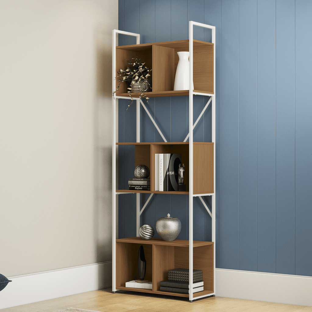 Estante Industrial Kappesberg com Nichos LI014 Canela e Branco