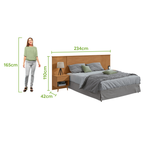 Cabeceira Like Extensível com Mesa Lopas Casal/Queen Amêndoa Clean