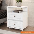 Mesa de Cabeceira Americana Henn 2 Gavetas Branco HP