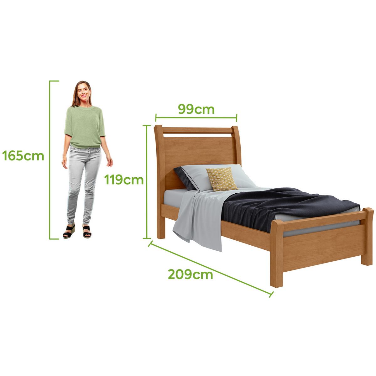 Cama Solteiro Reali Lopas Amêndoa Clean