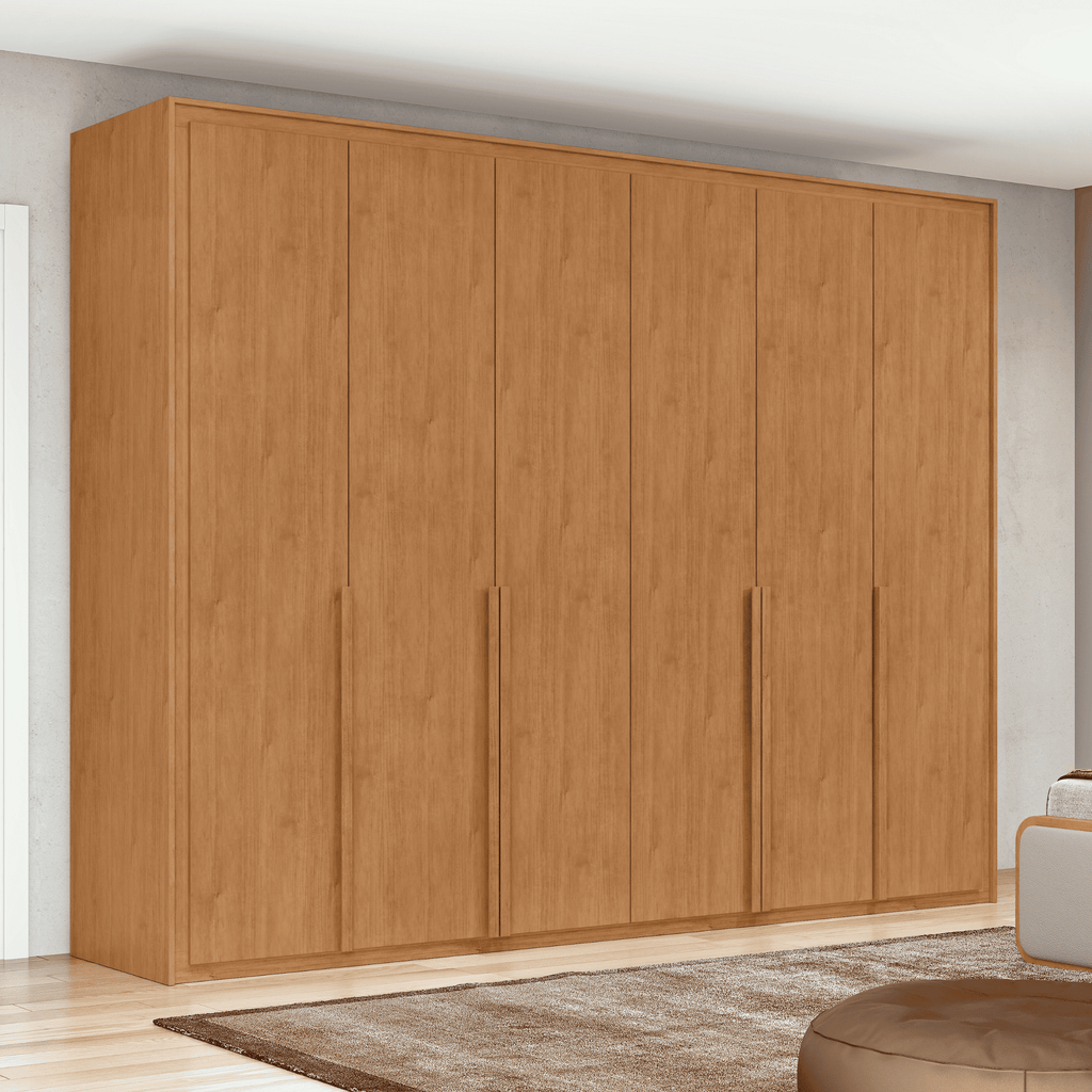 Roupeiro Imperatore Lopas  274cm 100% MDF 6 Portas com Puxador em Madeira Amêndoa Clean