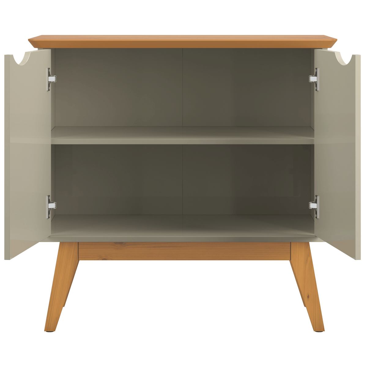 Balcão Buffet Prisma Patrimar 81cm 2 Portas Off White e Cinamomo