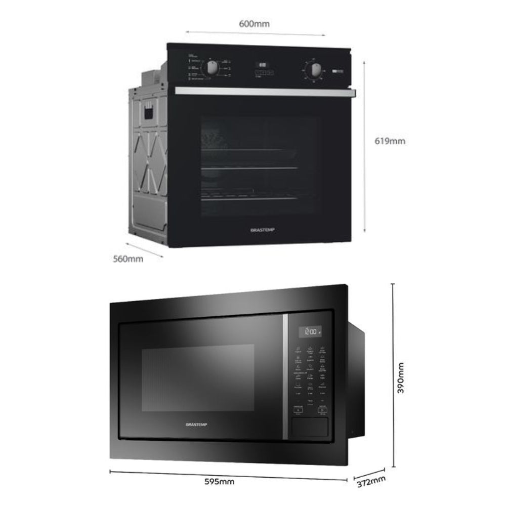 Kit Brastemp de Embutir Forno Elétrico 84L BOF84AE + Micro-ondas 32L BM146A Preto 220V