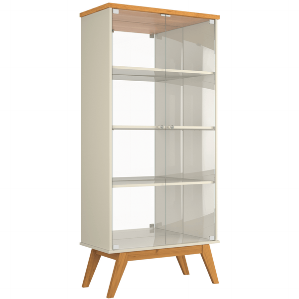 Cristaleira Orion Patrimar 77cm 2 Portas Off White e Cinamomo