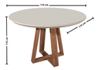 Mesa Redonda Bennett Província 115 Natural Tampo Madeira com Vidro Off White