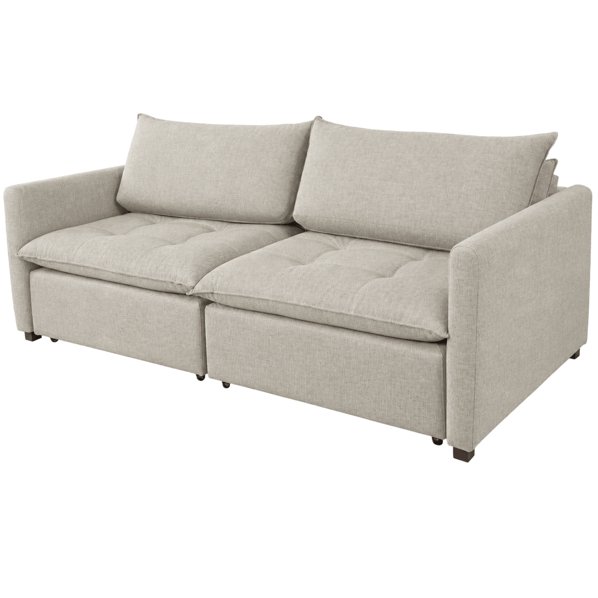 Sofá Texas 265cm Bella Design 2 Assentos Retráteis Encostos Reclináveis Linho Amêndoa