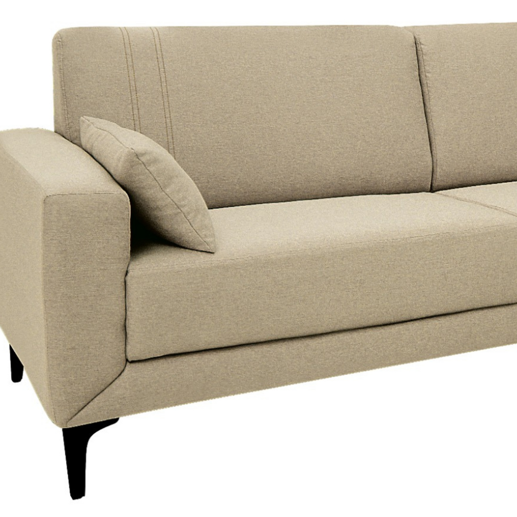 Sofá Agra 210cm Linoforte 2 Assentos Pé em Metal Linho Bege