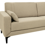 Sofá Agra 210cm Linoforte 2 Assentos Pé em Metal Linho Bege