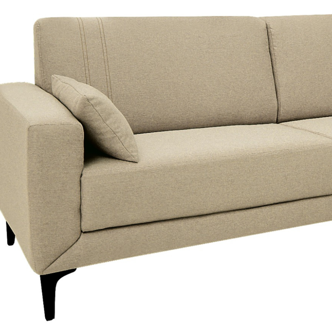 Sofá Agra 210cm Linoforte 2 Assentos Pé em Metal Linho Bege