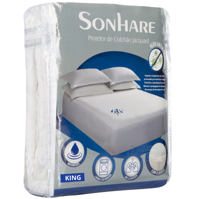 Protetor de Colchão King Jacquard Naturalle Impermeável 193x203cm Branco