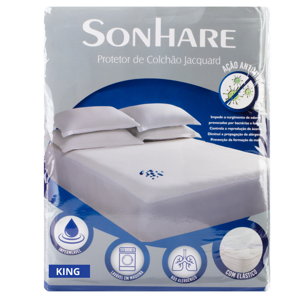 Protetor de Colchão King Jacquard Naturalle Impermeável 193x203cm Branco