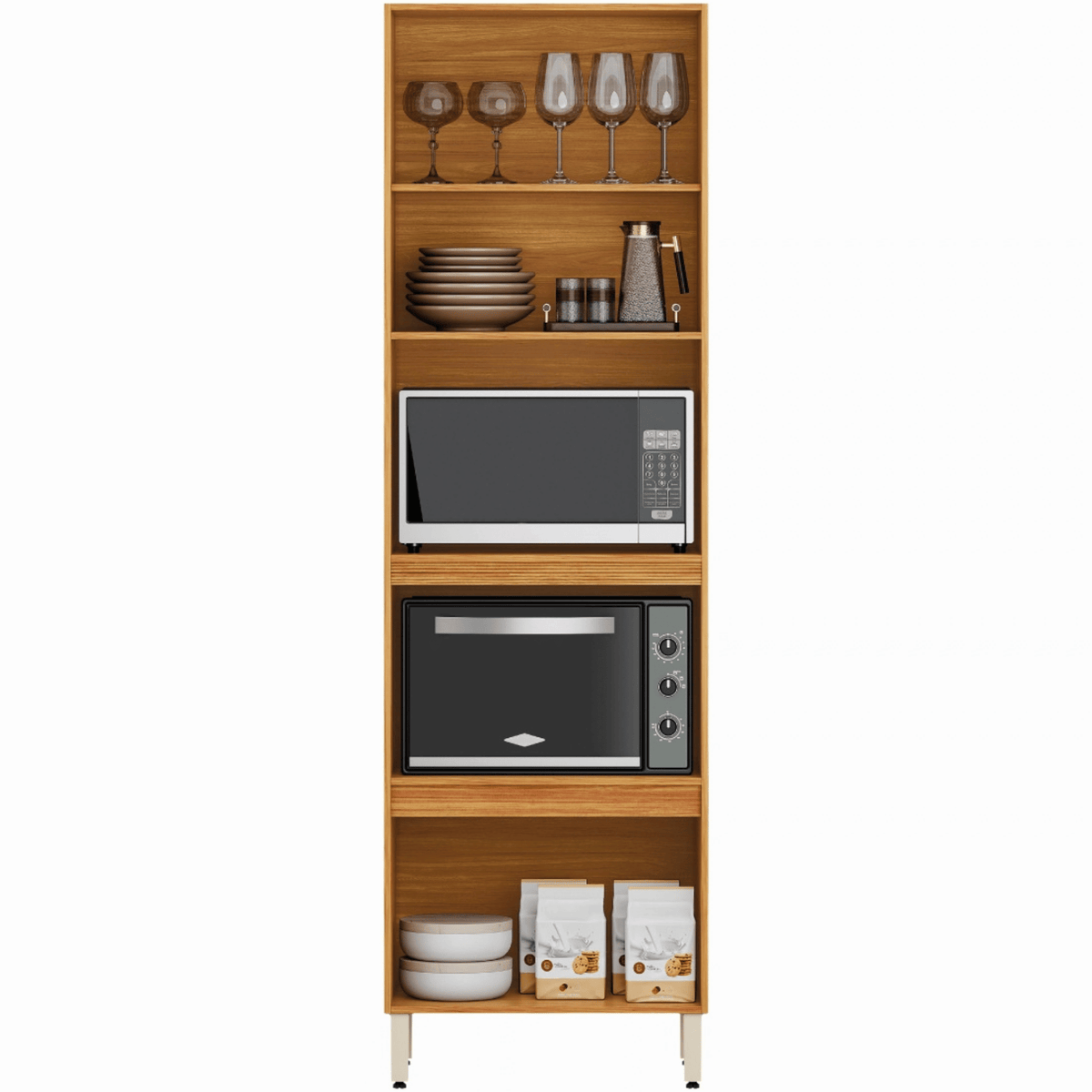 Paneleiro Torre Quente Plena Demóbile 100% MDF 70cm 4 Portas Cinamomo e Nude