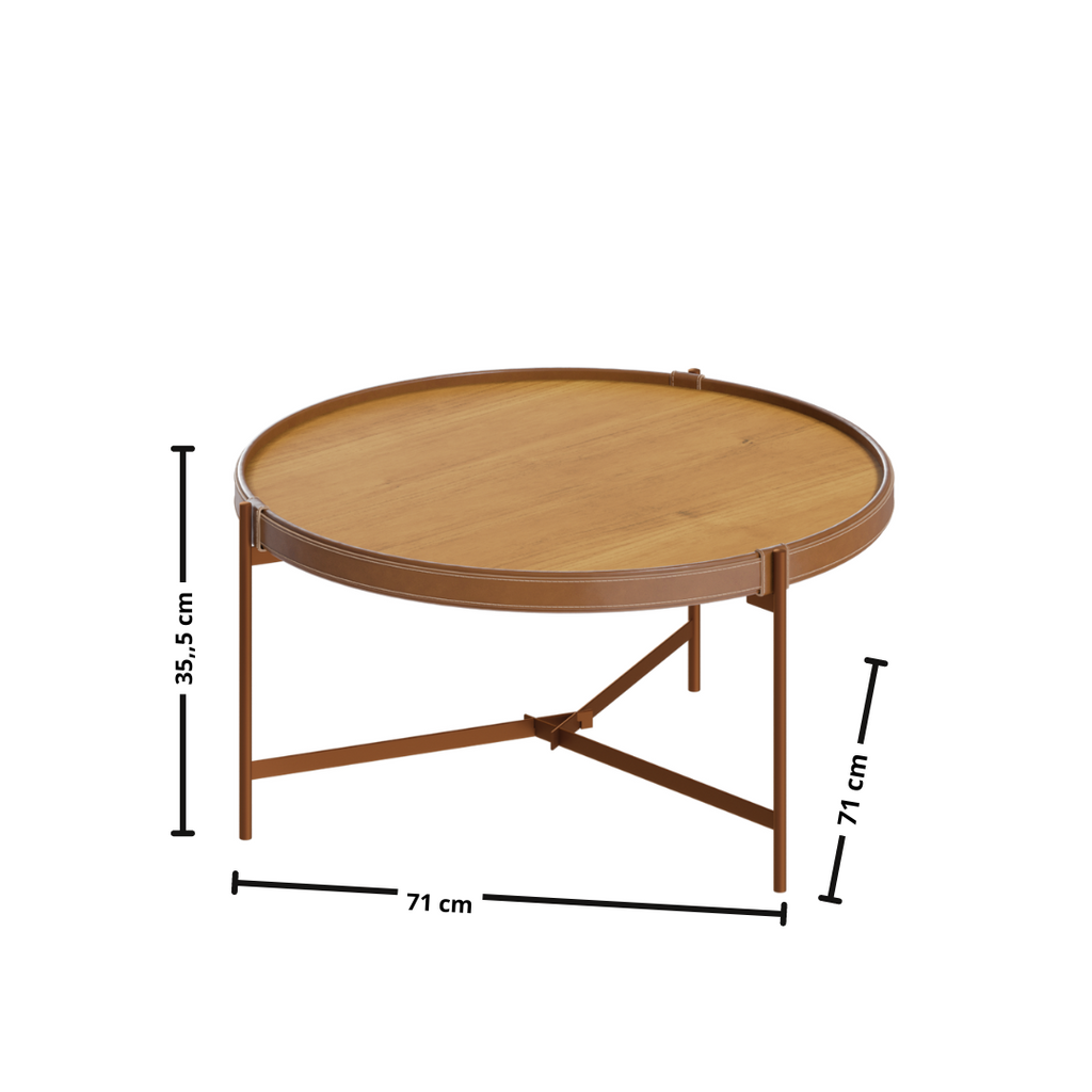 Mesa de Centro Aqua Imcal 71cm Nature e Cobre