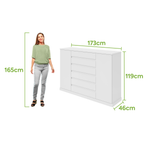 Cômoda Vedra 173cm Lopas 7 Gavetas 2 Portas Branco