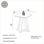 Mesa Lateral TB630 Dalla Costa 45x55cm 100% MDF Off White e Freijó