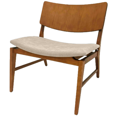 Poltrona Zoe 70cm Rudnick Encosto Laminado Nogal Linho Areia