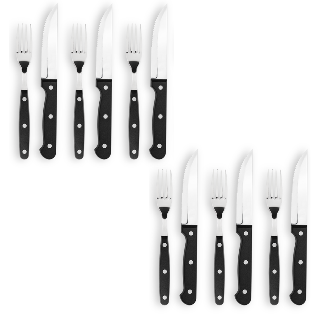 Conjunto de Talheres Jumbo Brinox 12 Peças Para Churrasco Preto