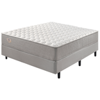 Conjunto Cama Box Agile Casal Ecoflex 138x188x55cm Molas Ensacadas Cinza Chumbo