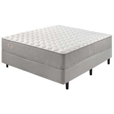 Conjunto Cama Box Agile Casal Ecoflex 138x188x55cm Molas Ensacadas Cinza Chumbo