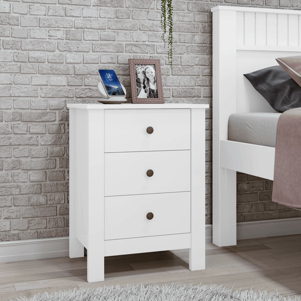 Mesa de Cabeceira Maggiore Lopas 3 Gavetas Branco
