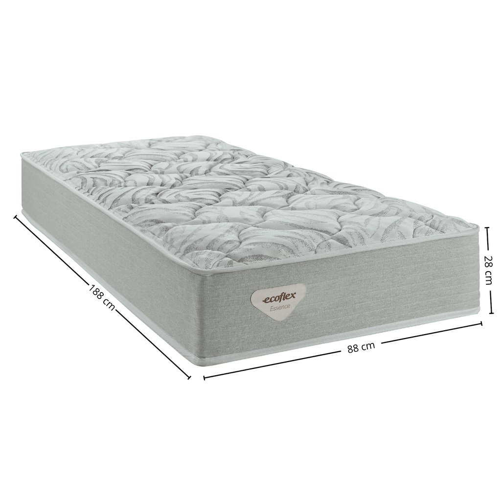Colchão Luno Solteiro Ecoflex Molas Ensacadas PWS 88x188x28cm Prata