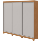 Roupeiro Quadrix Lopas 230cm 3 Portas Correr 100% MDF com Pés Flex Amêndoa e Off White