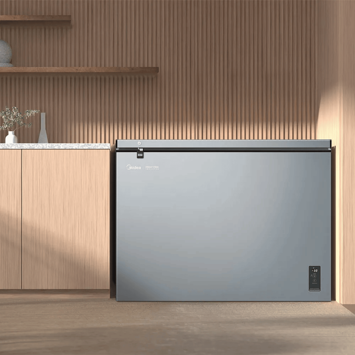 Freezer Horizontal Midea 234L MDRC321FFA Inverter Iluminação em LED Prata Bivolt