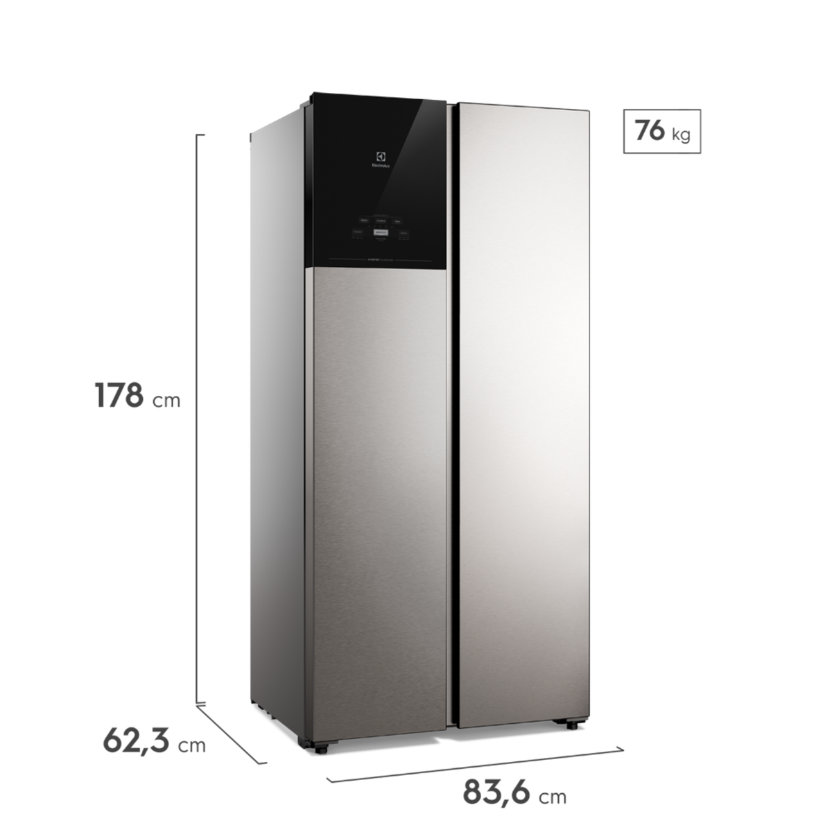 Refrigerador Electrolux 431L ES40S Side by Side Autosense Inverter Inox Look Bivolt