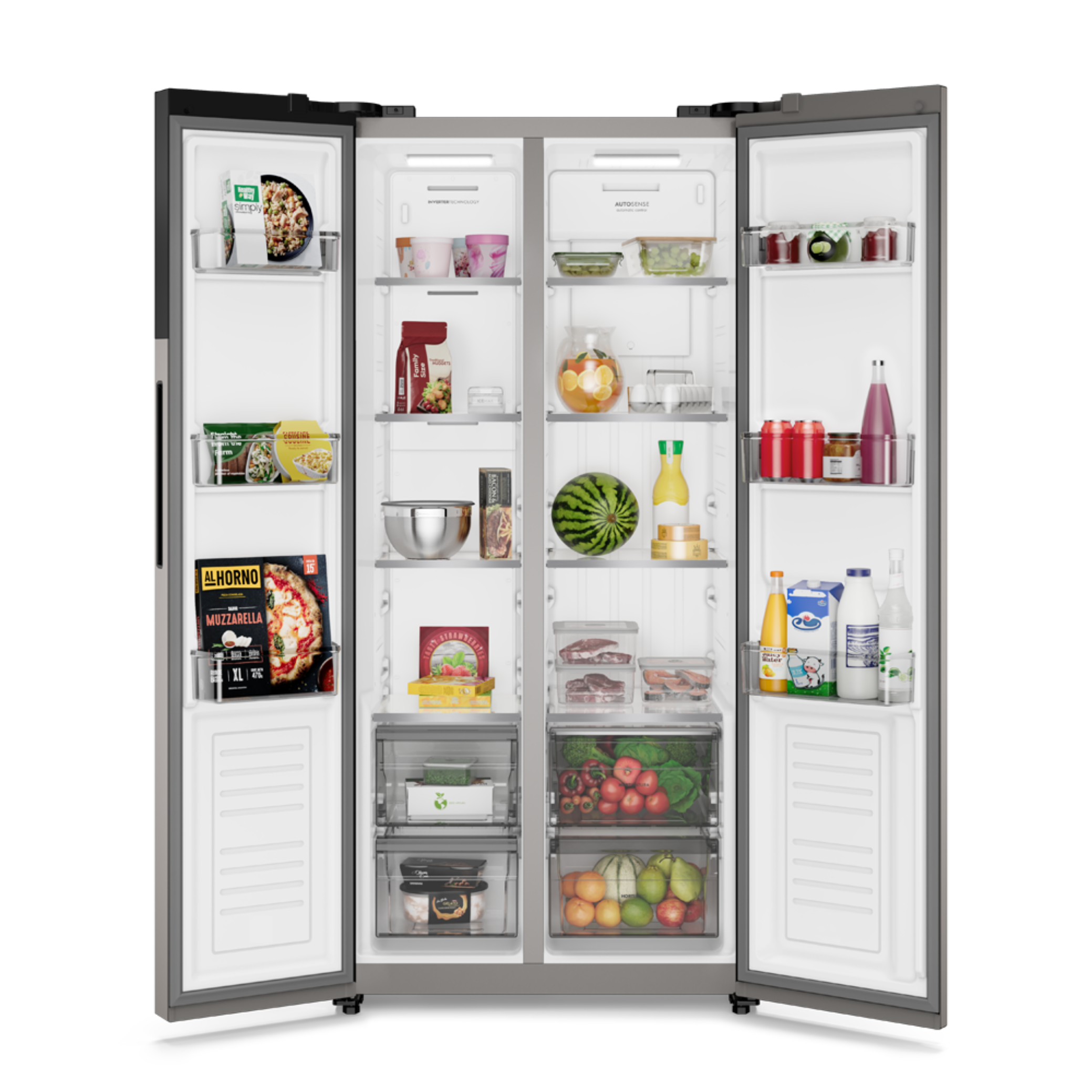 Refrigerador Electrolux 431L ES40S Side by Side Autosense Inverter Inox Look Bivolt