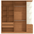 Roupeiro T593 Kappesberg 220cm 4 Portas 3 Gavetas e Nichos Canela e Off White