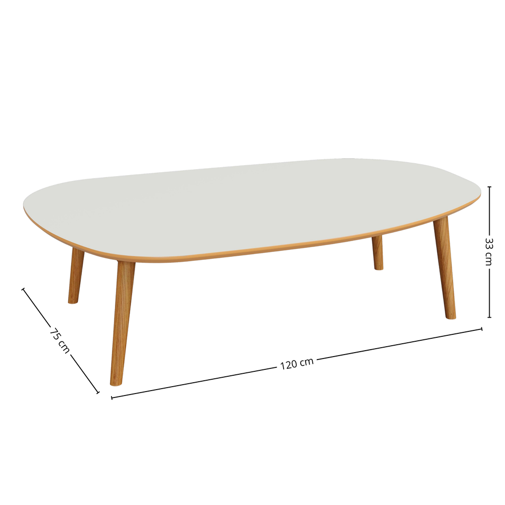Mesa de Centro Orgânica Dalla Costa 120cm TB625 Off White e Freijó