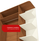 Roupeiro T593 Kappesberg 220cm 4 Portas 3 Gavetas e Nichos Canela e Off White