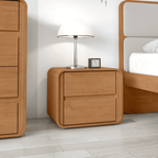 Mesa de Cabeceira Loop Lopas 55cm 2 Gavetas Amêndoa Clean