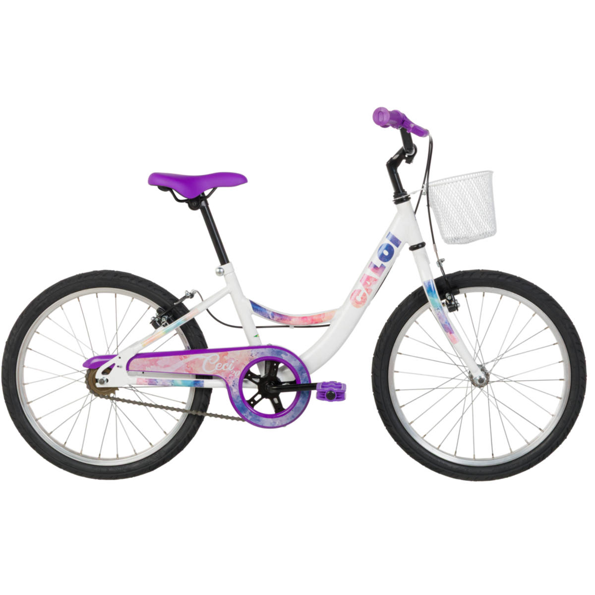 Bicicleta Caloi Aro 20 Ceci Freio V-Brake com Cestinha Branco