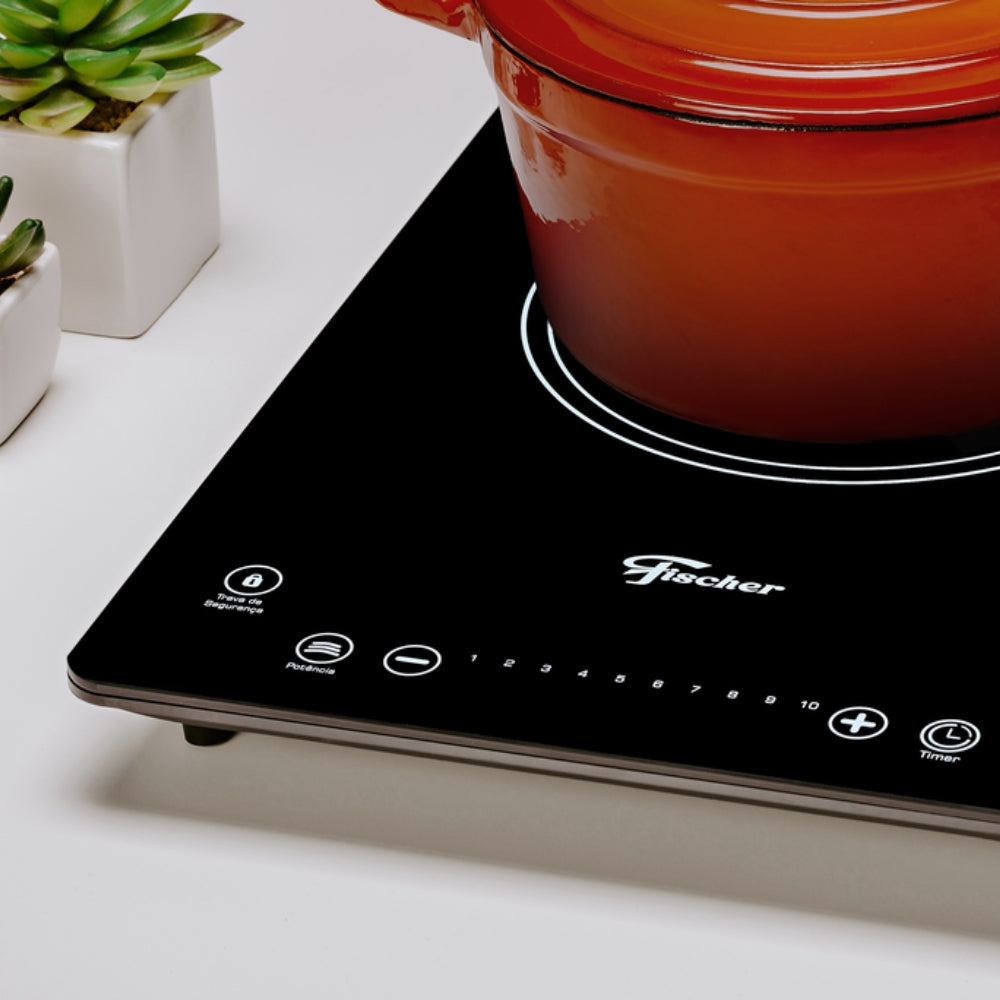 Cooktop Indução Fischer 1 Boca Mesa Vitrocerâmica com Touch Screen Preto 220V