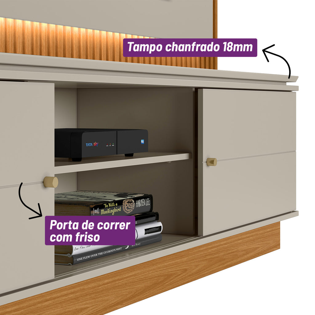 Home Guararapes Linea para TV 75'' com Led Nature e Off White