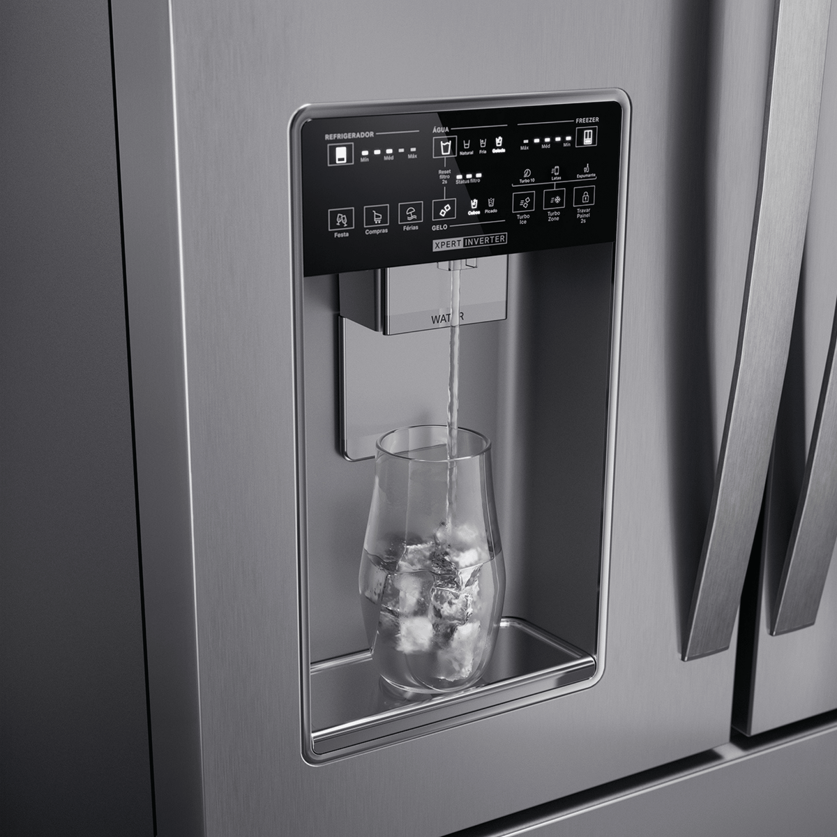 Refrigerador Brastemp 544L BRH85M French Door Inverter Água e Gelo na Porta Cor Inox 220V