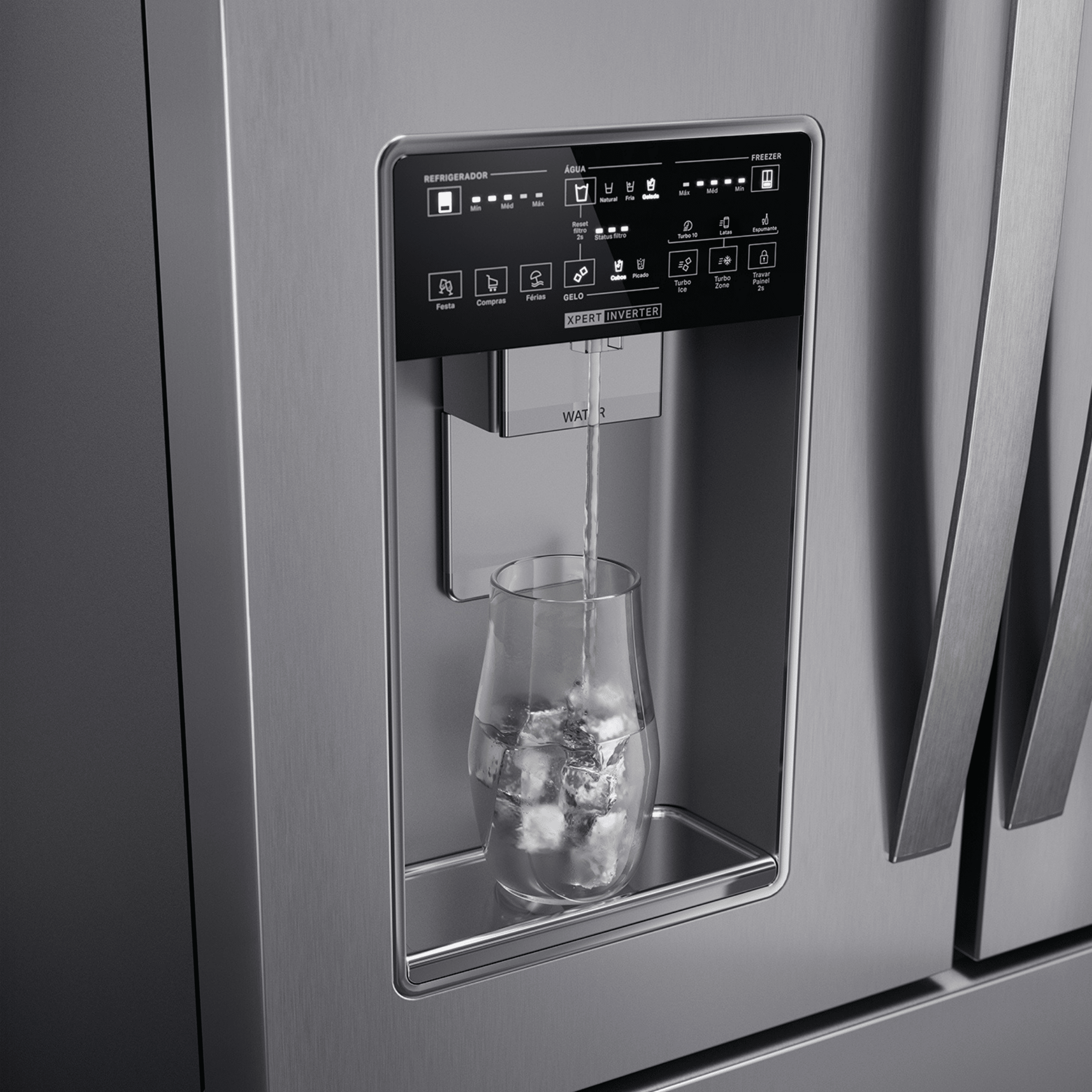 Refrigerador Brastemp 544L BRH85M French Door Inverter Água e Gelo na Porta Cor Inox 220V