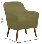 Poltrona La Paz 78cm Konfort Pés Palito Castanho Veludo Verde Oliva