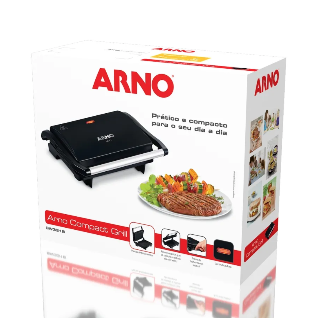 Sanduicheira e Grill Arno GPTO Compact Uno Preto 220V