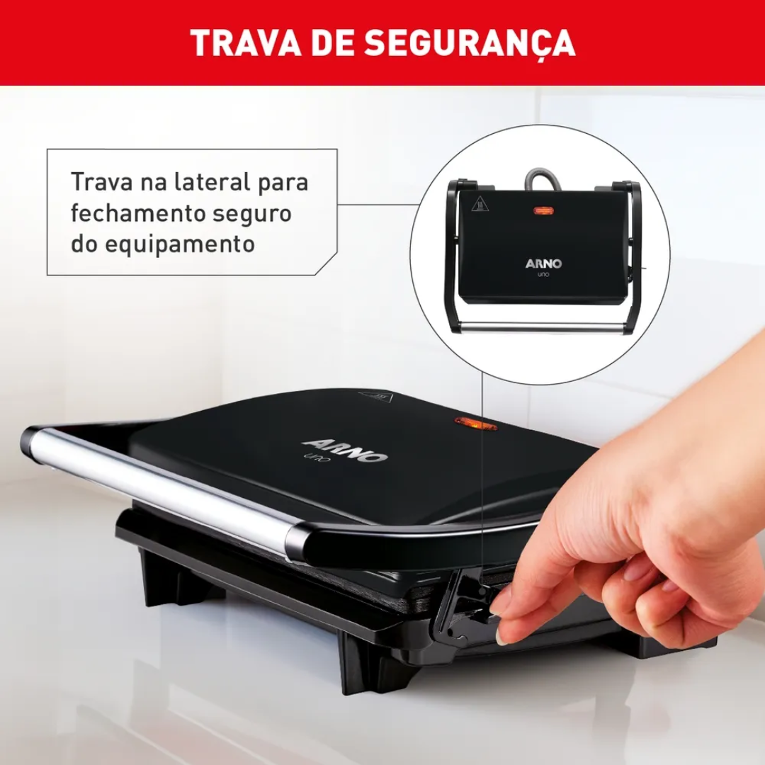 Sanduicheira e Grill Arno GPTO Compact Uno Preto 220V