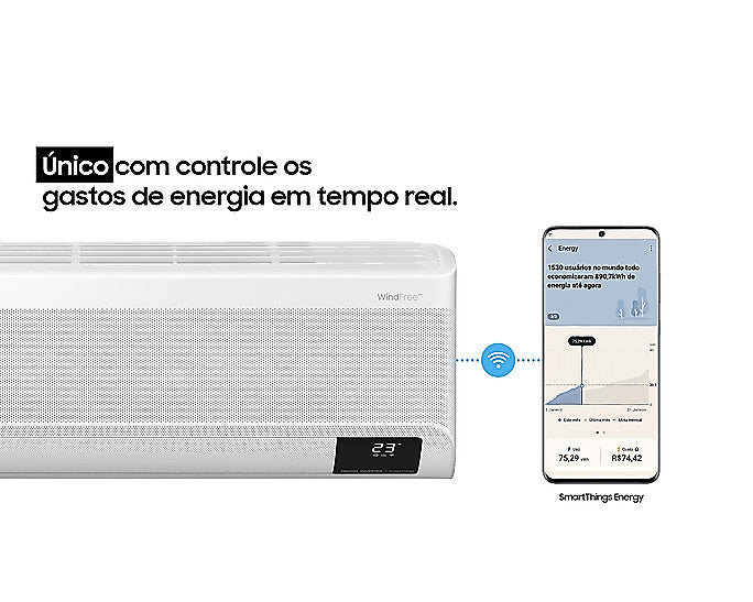Ar-Condicionado Split Inverter Samsung WindFree Connect 18000 Btus Frio AR18BVFAAWKNAZ 220V