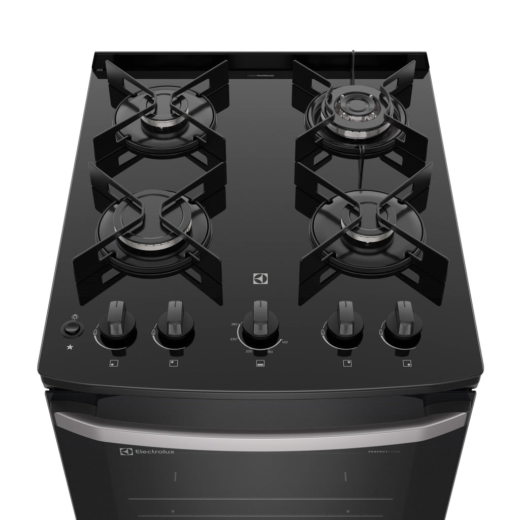 Fogão 4 Bocas Electrolux Efficient FE4GS com PerfectCook e Mesa de Vidro Prata Bivolt