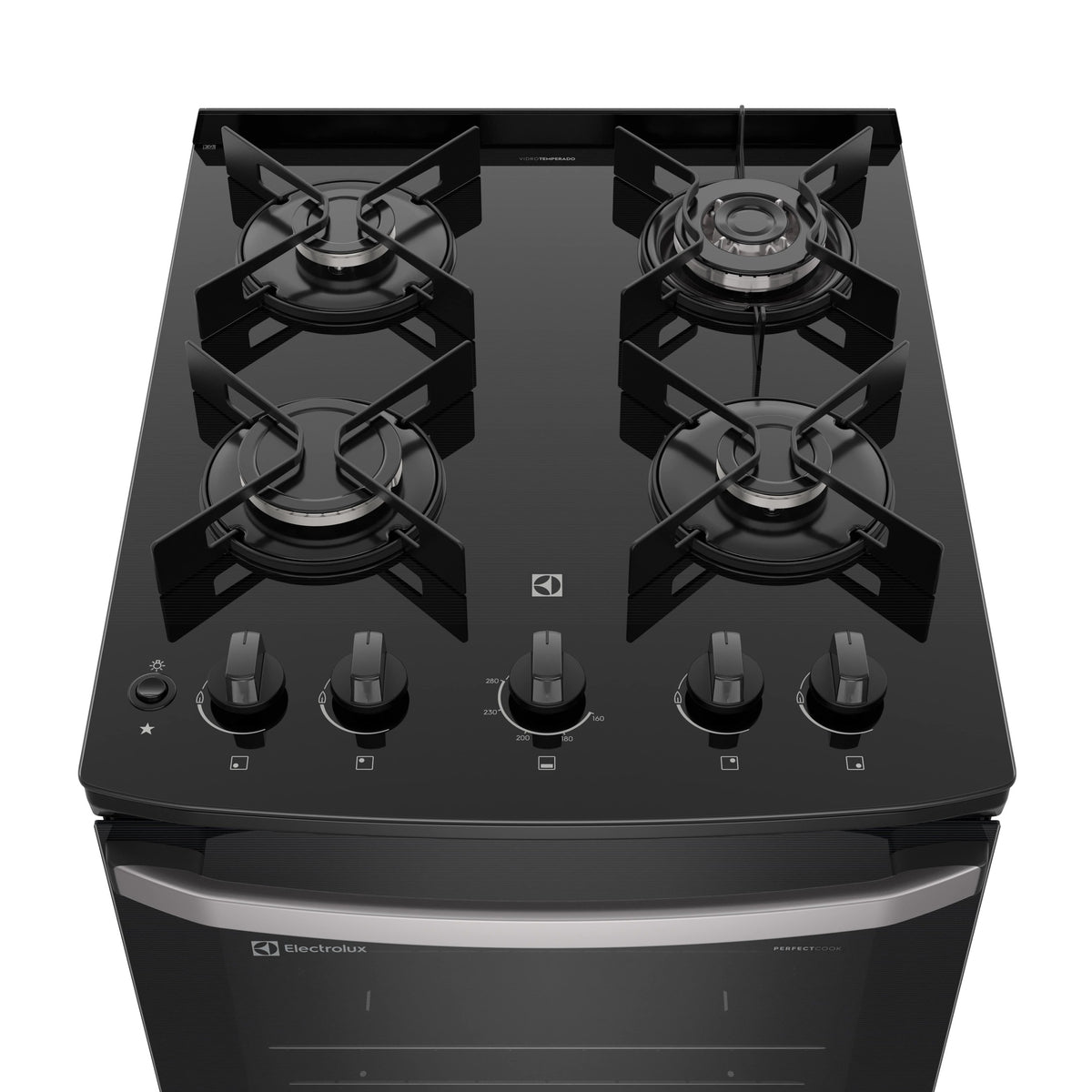 Fogão 4 Bocas Electrolux Efficient FE4GS com PerfectCook e Mesa de Vidro Prata Bivolt