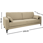 Sofá Agra 210cm Linoforte 2 Assentos Pé em Metal Linho Bege
