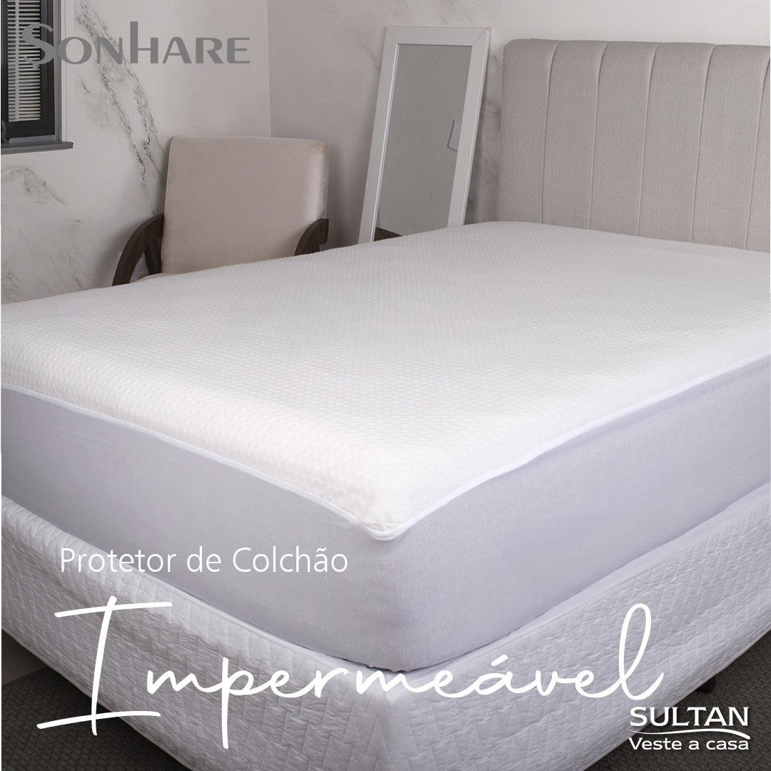 Protetor de Colchão King Jacquard Naturalle Impermeável 193x203cm Branco