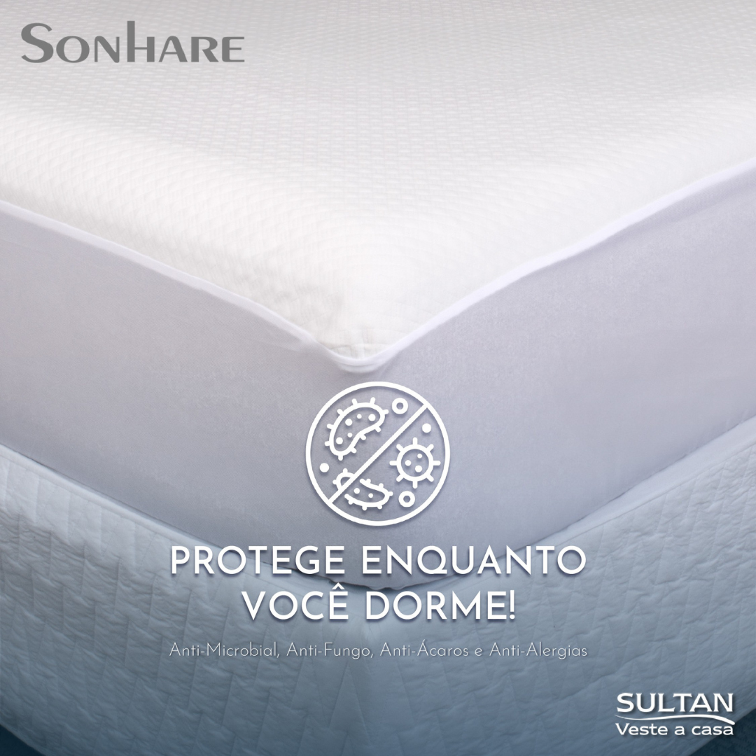Protetor de Colchão King Jacquard Naturalle Impermeável 193x203cm Branco